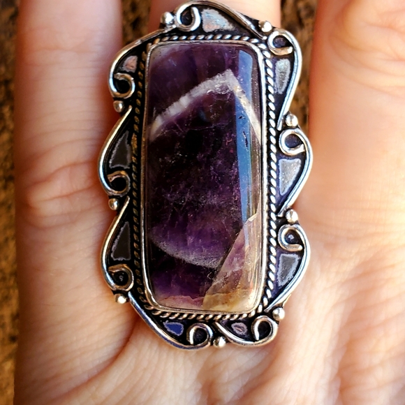New Chevron Amethyst 925 Silver Ring. - Picture 3 of 13